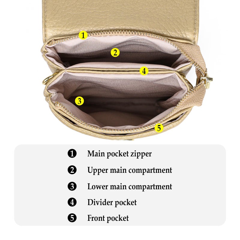 MINICAT Small Crossbody Bags for Women Cell Phone Bag Vegan Leather Cross Body Purse Wallet Purses(Gold) - Image 3